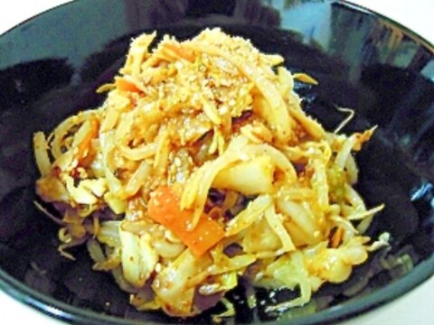 レンジで簡単☆野菜ミックスでキムチ味のチャプチェ♪